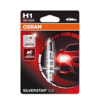 P14v5S.JPG 12v Silverstar 2.0 H1 55w P14 5s 1 Pz Blister Silverstar 2.0 12v Osram Alogene