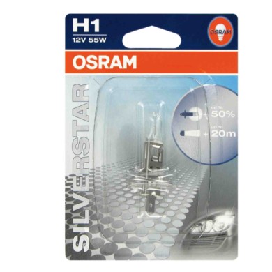 P14v5S.JPG 12v Silverstar H1 55w P14 5s 1 Pz Blister Silverstar 12v Osram Alogene