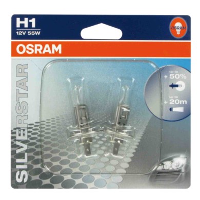 P14v5S.JPG 12v Silverstar H1 55w P14 5s 2 Pz Blister Silverstar 12v Osram Alogene