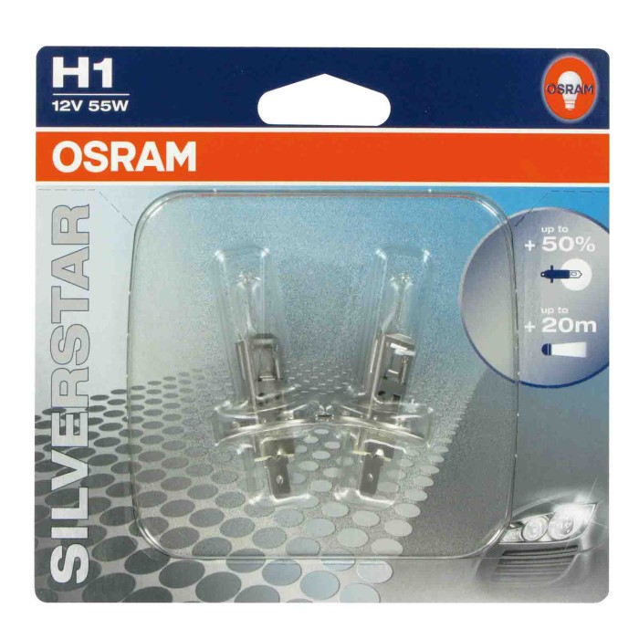 P14v5S.JPG 12v Silverstar H1 55w P14 5s 2 Pz Blister Silverstar 12v Osram Alogene