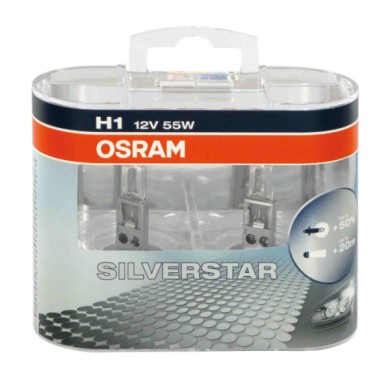 P14v5S.JPG 12v Silverstar H1 55w P14 5s 2 Pz Scatola Plast. Silverstar 12v Osram Alogene