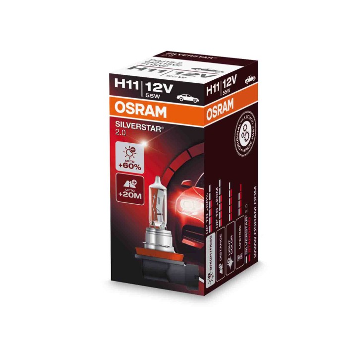PGJ19-2.JPG 12v Silverstar 2.0 H11 55w Pgj19 2 1 Pz Scatola Silverstar 2.0 12v Osram Alogene