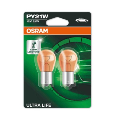 BAU15S.JPG 12v Ultra Life Py21w 21w Bau15s 2 Pz Blister Arancio Ultra Life 12v Osram Alogene