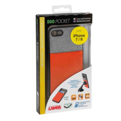 P14932-A-02.JPG Duo Pocket Cover Bicolore Con Inserti Metallici Apple Iphone 7/8 Grigio/arancio Custodie E Cover
