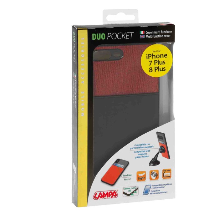 P14934-S-03.JPG Duo Pocket Cover Bicolore Con Inserti Metallici Apple Iphone 7 Plus/8 Plus Nero/rosso Custodie E Cover