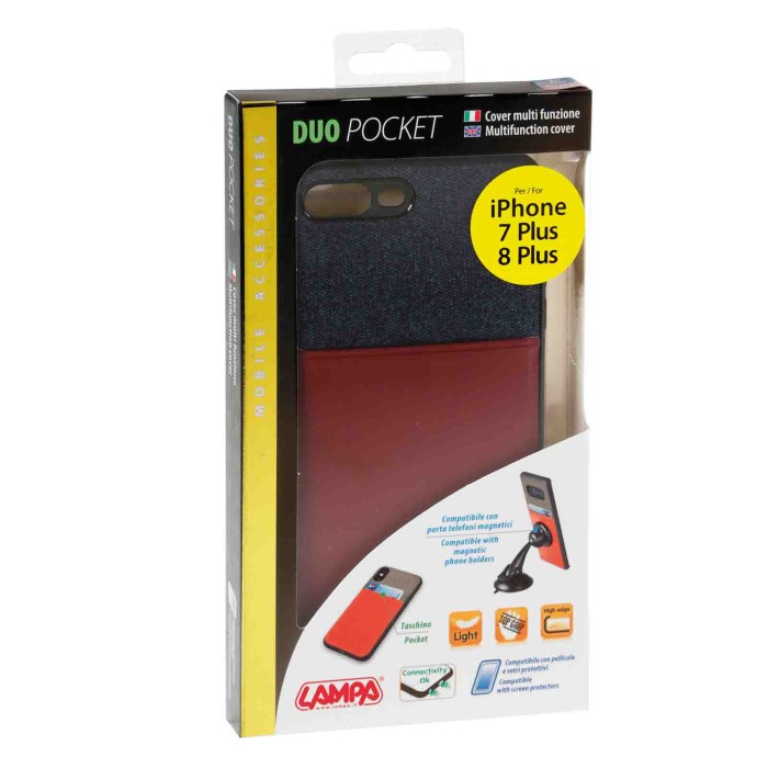 P14935-C-01.JPG Duo Pocket Cover Bicolore Con Inserti Metallici Apple Iphone 7 Plus/8 Plus Blu/bordeaux Custodie E Cover