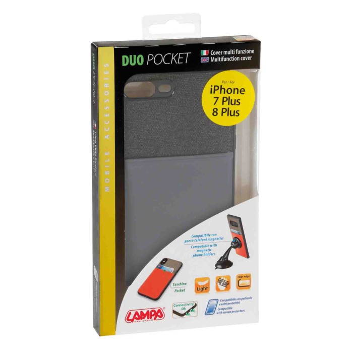 P14937-C-01.JPG Duo Pocket Cover Bicolore Con Inserti Metallici Apple Iphone 7 Plus/8 Plus Nero/grigio Custodie E Cover