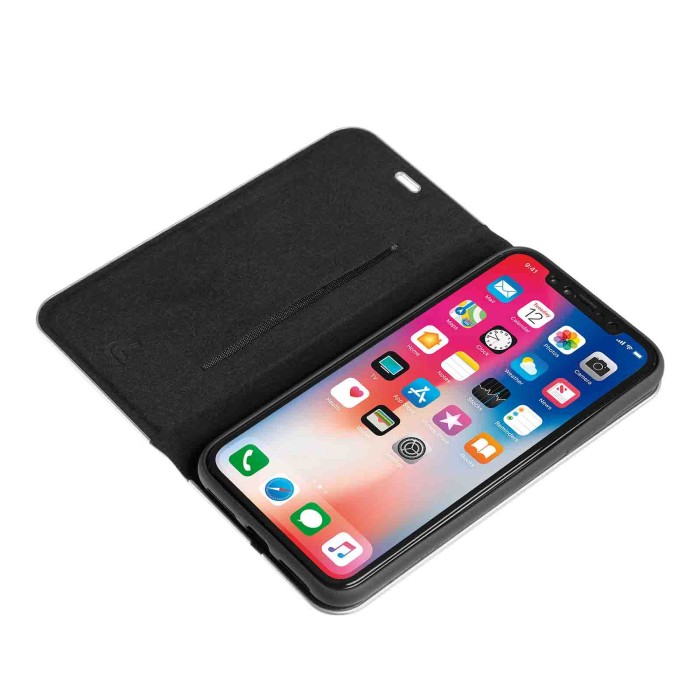 P14950-S-04.JPG Club Cover A Libro In Skeentex Apple Iphone X Nero/argento Club Cover A Libro In Skeentex Custodie E Cover