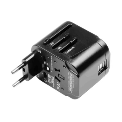 P15005-S-01.JPG Travel Mate Elite Adattatore Universale Da Viaggio + Caricatore Usb A 2 Porte Adattatori