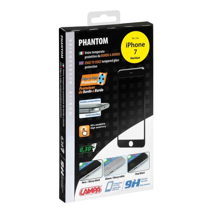 P15064-S-01.JPG Phantom Vetro Temperato Protettivo Da Bordo A Bordo Apple Iphone 7/8 Pixel Black Protezioni Schermo