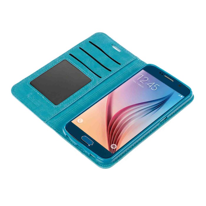 P15994-S-04.JPG Wallet Folio Case Cover A Libro Samsung Galaxy S6 Turchese Custodie E Cover
