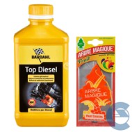 TOP-DIESEL+FRUIT-ESOLVER.jpg Bardahl Top Diesel 1 Lt 120040 Additivo Pulizia Iniettori Gasolio + Arbre Magique Profumo Fruit Coc