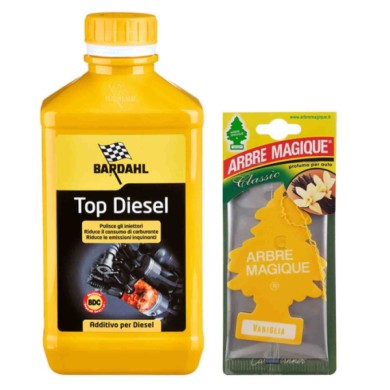 TOP-DIESEL+VANIGLIA-AMAZON.jpg Bardahl Top Diesel 1 Lt 120040 Additivo Pulizia Iniettori Gasolio + Arbre Magique Profumo Vanigli