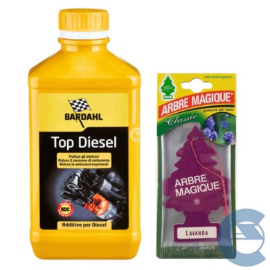 TOP-DIESEL+LAVANDA-ESOLVER.jpg Bardahl Top Diesel 1 Lt 120040 Additivo Pulizia Iniettori Gasolio + Arbre Magique Profumo Lavanda