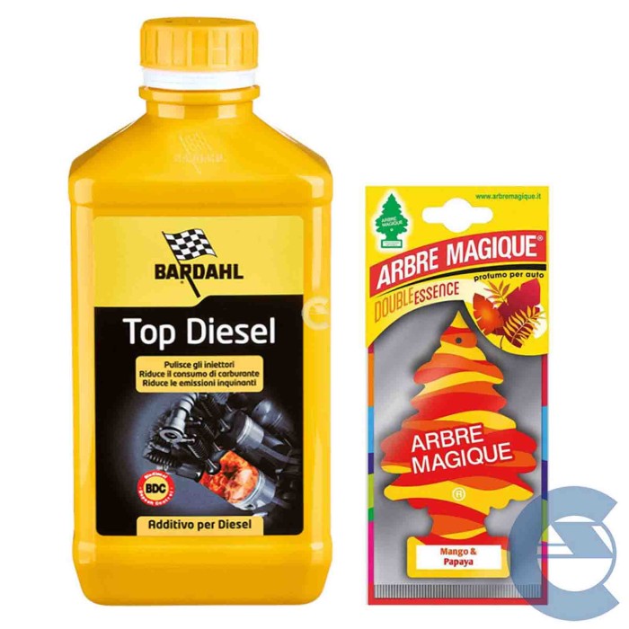 TOP-DIESEL-+-MANGO-ESOLVER.jpg Bardahl Top Diesel 1 Lt 120040 Additivo Pulizia Iniettori Gasolio + Arbre Magique Profumo Mango &