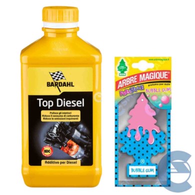 TOP-DIESEL+GUM-ESOLVER.jpg Bardahl Top Diesel 1 Lt 120040 Additivo Pulizia Iniettori Gasolio + Arbre Magique Profumo Bubble Gum 