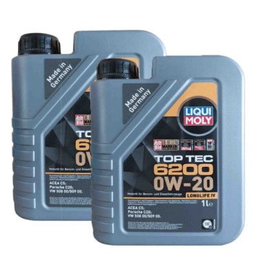LIQUI-2LT.jpg Liqui Moly 20787 Olio Motore Top Tec 6200 0w20 Acea C5 Longlife Iv. Confezione Da 2 Litri.