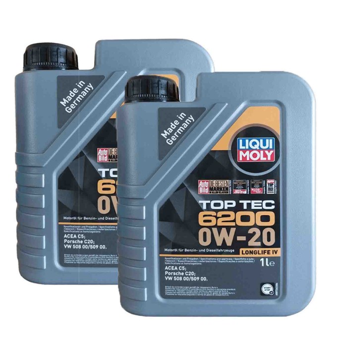 LIQUI-2LT.jpg Liqui Moly 20787 Olio Motore Top Tec 6200 0w20 Acea C5 Longlife Iv. Confezione Da 2 Litri.