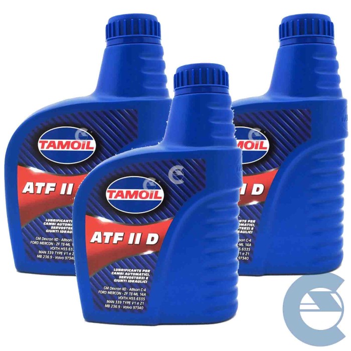 TAMOIL-ATF-2-3-PEZZI-LOGO.jpg Tamoil Atf Ii D 3 Litri Lubrificante Per Cambio Automatico E Servosterzo