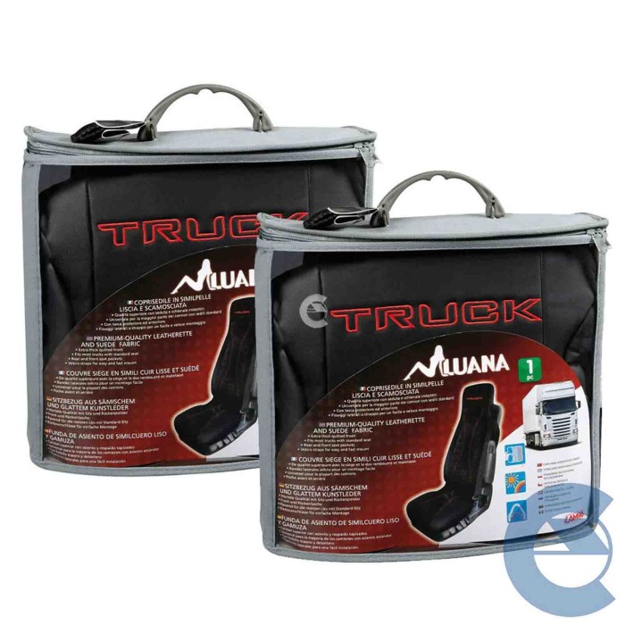 CAMION-1-ESOLVER.jpg Lampa 97998 Kit 2 Pezzi Coprisedile Luana Per Camion Imbottito In Skeentex Colore Nero-rosso