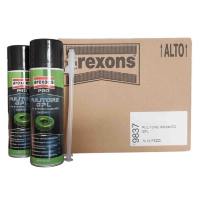 AREXONS 9837.jpg Arexons Kit 12 Pezzi Cartone Intero Pulitore Gpl 9837 120ml Pulisce Iniettori A Gas E Elettrovalvole