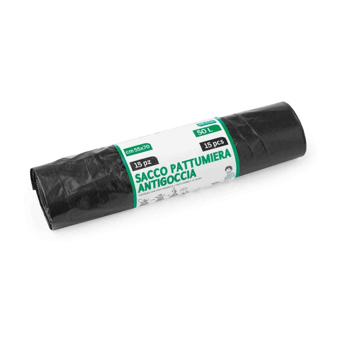 SA010-S-01.JPG Rotolo 15 Sacchi Neri Per Pattumiera 50 L 55x70 Cm Sacchi Per Rifiuti Autoconsumo