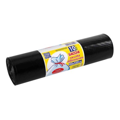 SA012-S-01.JPG Rotolo 10 Sacchi Neri Per Pattumiera 140 L 90x120 Cm Sacchi Per Rifiuti Autoconsumo