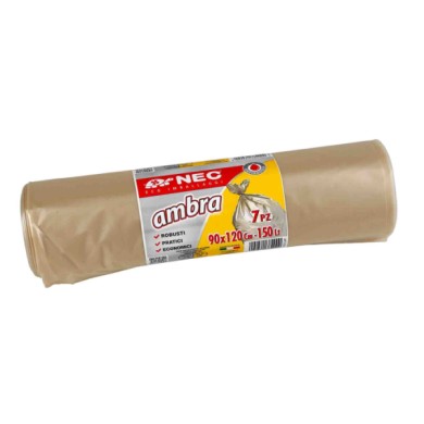 SA016-S-01.JPG Rotolo 7 Sacchi Ambra Professionali Per Raccolta Differenziata 140 L 90x120 Cm Sacchi Per Rifiuti Autoconsumo