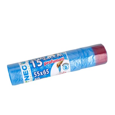 SA019-S-01.JPG Rotolo 15 Sacchi Azzurri Profumati Per Raccolta Differenziata Linea Professionale 40 L 55x65 Cm Sacchi Per Rifiut