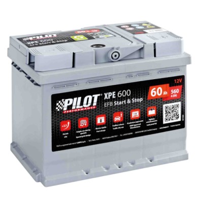 X-BATTERY-PILOT-DX.JPG Batteria 12v Pilot Start Stop Efb 60 Ah 560 A L2 124 Spider-500 / 595 / 695 Pilot Batterie Per Auto Batte