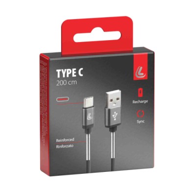 38891-C-01.JPG Cavo Usb   Usb Type C 200 Cm Nero Type C Cavi