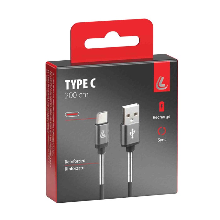 38891-C-01.JPG Cavo Usb   Usb Type C 200 Cm Nero Type C Cavi