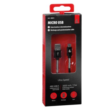 38931-C-01.JPG Cavo Usb   Micro Usb 100 Cm Nero Micro Usb Cavi
