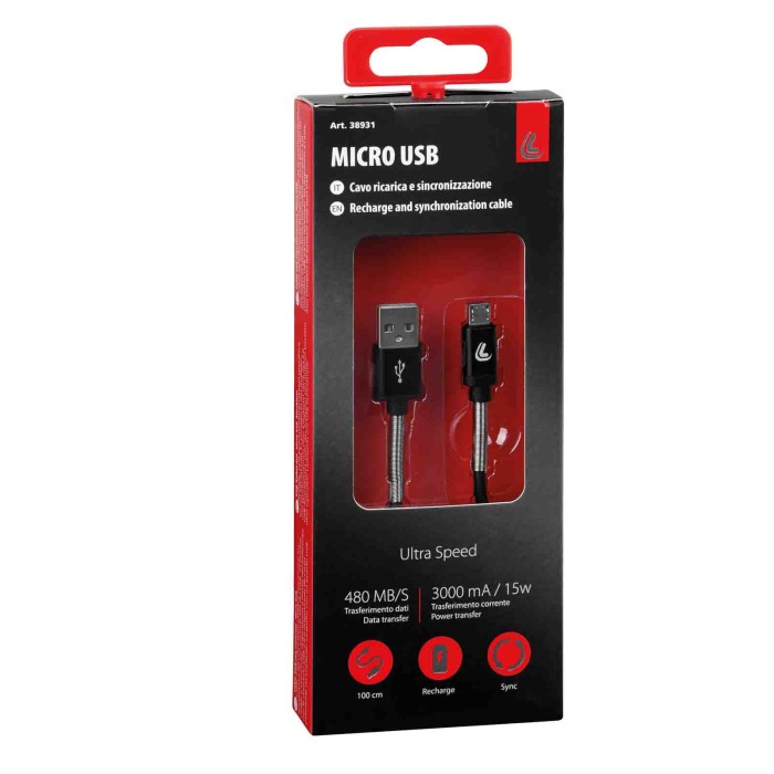 38931-C-01.JPG Cavo Usb   Micro Usb 100 Cm Nero Micro Usb Cavi