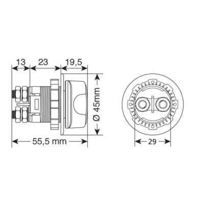 39081-S-01.JPG Ext 11 Interruttore Stacca Batteria A 3 Posizioni 12/32v Sistema Componibile Ext Spinotti E Prese Corrente