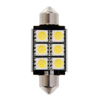 58451-S-02.JPG 12v Led Series 6 Smd X 3 Chips 15x36 Mm Sv8 5 8 1 Pz D/blister Bianco Doppia Polarità Resistenza Incorporata Lamp