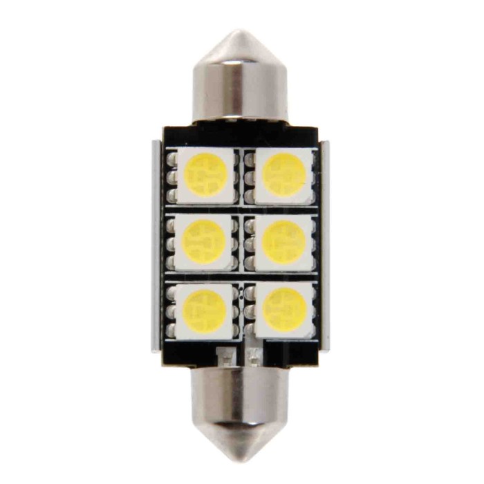 58451-S-02.JPG 12v Led Series 6 Smd X 3 Chips 15x36 Mm Sv8 5 8 1 Pz D/blister Bianco Doppia Polarità Resistenza Incorporata Lamp