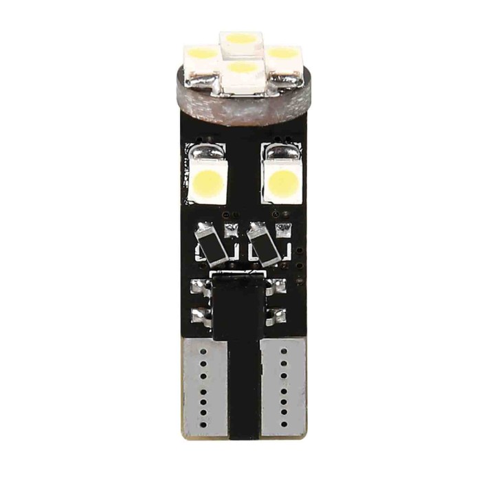 L040.JPG 12v Hyper Led 24 8 Smd X 3 Chips (t10) Trifocus W2 1x9 5d 2 Pz Scatola Bianco Doppia Polarità Resistenza Incorporata La
