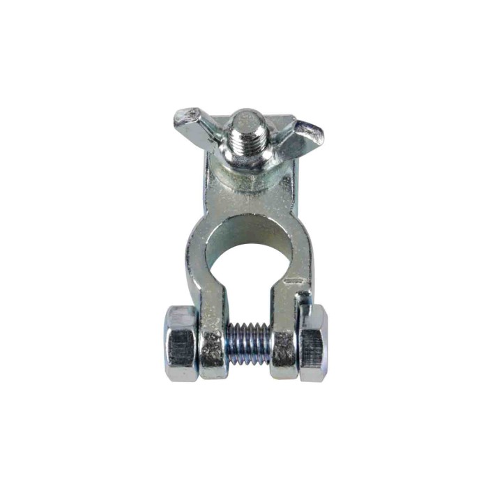 69908-C-01.JPG Morsetto Batteria Zincato  Fissaggio Cavo A Capocorda Con Dado Ad Aletta Polo Negativo Foro Capocorda Ø 8 Mm Mors