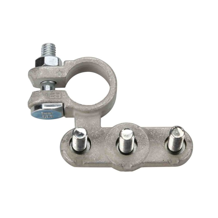 69909-S-02.JPG Morsetto Batteria Zincato  Fissaggio Cavo A Capocorda Su Vite Foro Capocorda Ø 6/6/6 Mm Polo Positivo Morsetti Ba