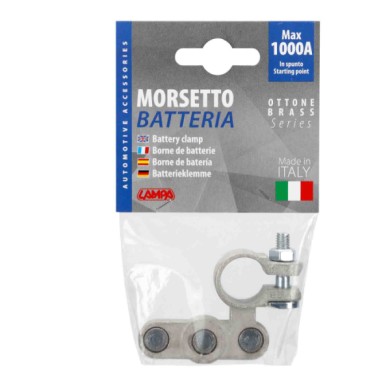 69909-C-01.JPG Morsetto Batteria Zincato  Fissaggio Cavo A Capocorda Su Vite Foro Capocorda Ø 6/6/6 Mm Polo Positivo Morsetti Ba