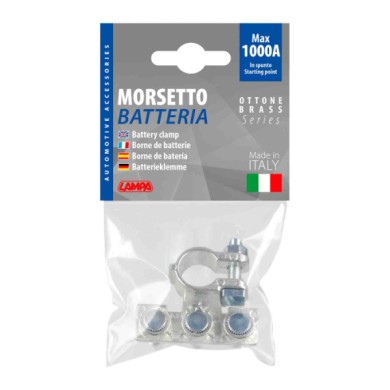 69910-S-01.JPG Morsetto Batteria Zincato  Fissaggio Cavo A Capocorda Su Vite Foro Capocorda Ø 6/6/6 Mm Polo Negativo Morsetti Ba