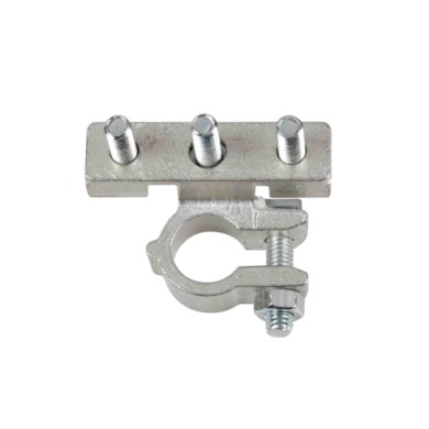 69910-C-01.JPG Morsetto Batteria Zincato  Fissaggio Cavo A Capocorda Su Vite Foro Capocorda Ø 6/6/6 Mm Polo Negativo Morsetti Ba