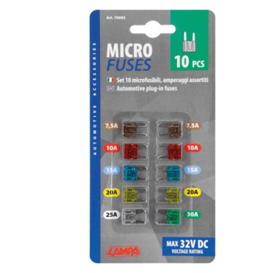 70085-C-01.JPG Set 10 Micro Fusibili Lamellari Assortiti 12/32v Fusibili Fusibili