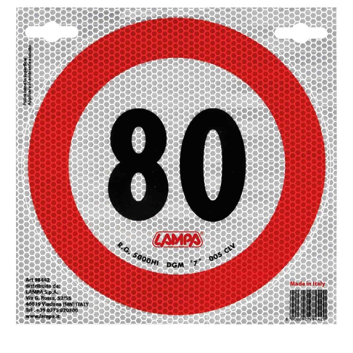 98442-S-01.JPG Contrassegno Limite Velocità 80 Km/h Contrassegni Targhe E Contrassegni