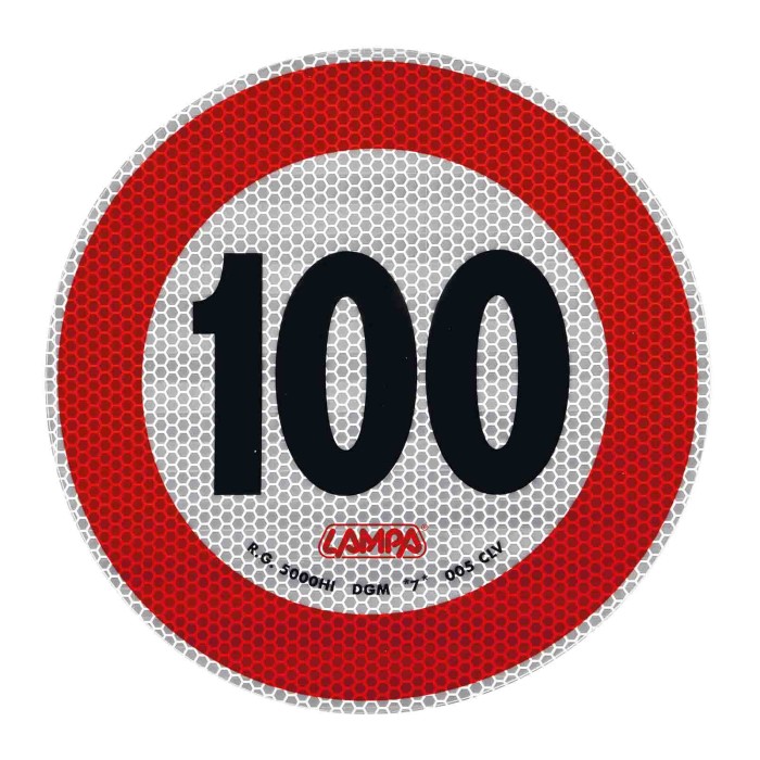 98444-C-01.JPG Contrassegno Limite Velocità 100 Km/h Contrassegni Targhe E Contrassegni