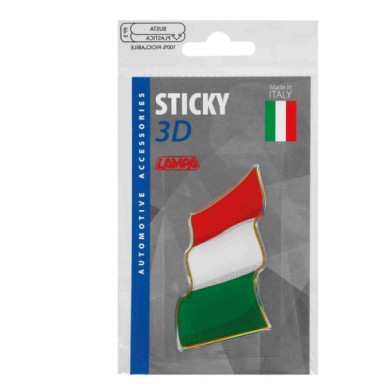 15001-S-01.JPG Sticky 3d Bandiera Italia Al Vento 1 Pz 78x40 Mm Sticky 3d Autoadesivi Tridimensionali Emblemi 3d