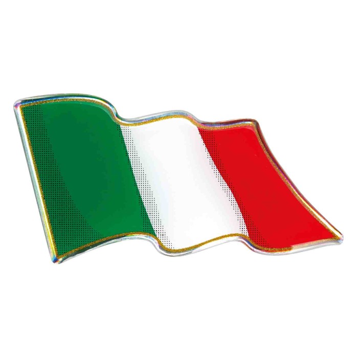 15001-C-01.JPG Sticky 3d Bandiera Italia Al Vento 1 Pz 78x40 Mm Sticky 3d Autoadesivi Tridimensionali Emblemi 3d