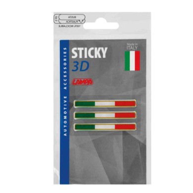 15002-S-01.JPG Sticky 3d Tricolore Italia 3 Pz 55x8 Mm Sticky 3d Autoadesivi Tridimensionali Emblemi 3d