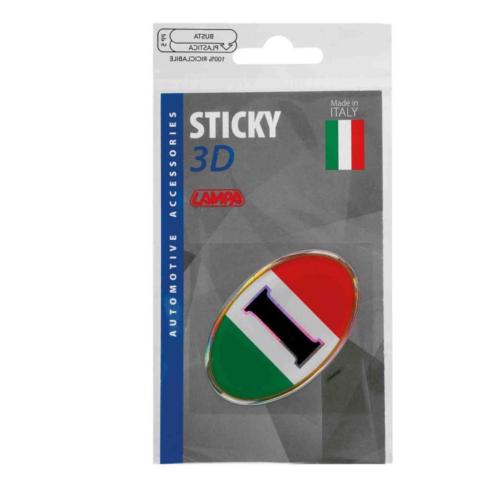 15004-S-01.JPG Sticky 3d Ovale Tricolore Italia 1 Pz 61x40 Mm Sticky 3d Autoadesivi Tridimensionali Emblemi 3d